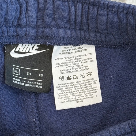 NIKE "Just Do It" Logo Men's Fleece Sweat Shorts; Navy Blue; Size XL - Picture 4 of 7